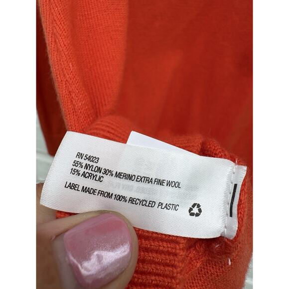 Gap Cardigan Womens XL Orange Merino Wool Minimalist Teacher Mr Rogers Pockets - Picture 5 of 5